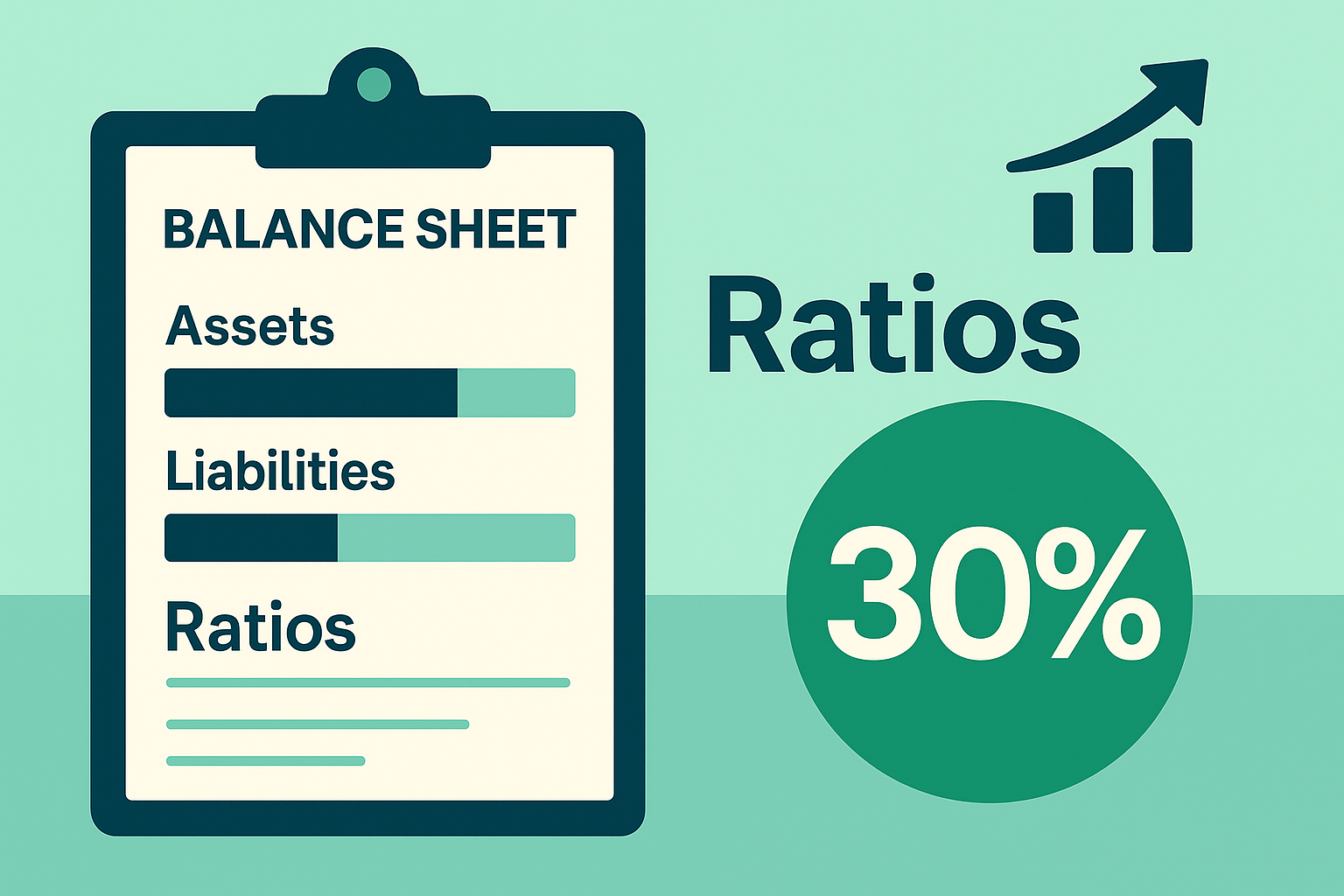 AAOIFI Shariah Standard 21 financial ratios diagram showing 30% debt threshold, cash ratio, and impure revenue limits for halal stock screening
